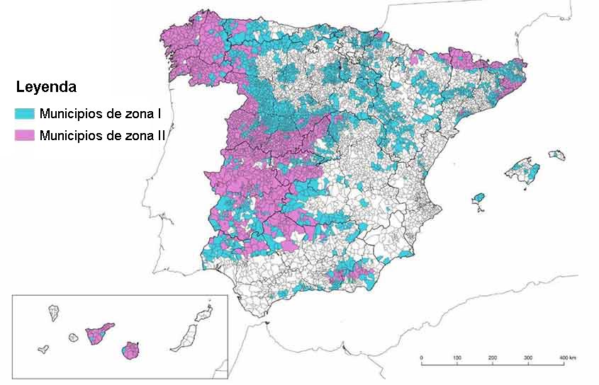 mapa de potencial de radón en España